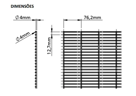 Diagrama de dimensões da Vedação Secufence 4/4